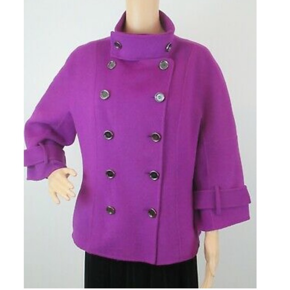 Per Se Magenta Double Breasted Wool angora jacket - Picture 1 of 9